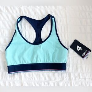 NWT fourlaps Circut Sports Bra Aqua Blue Size Small